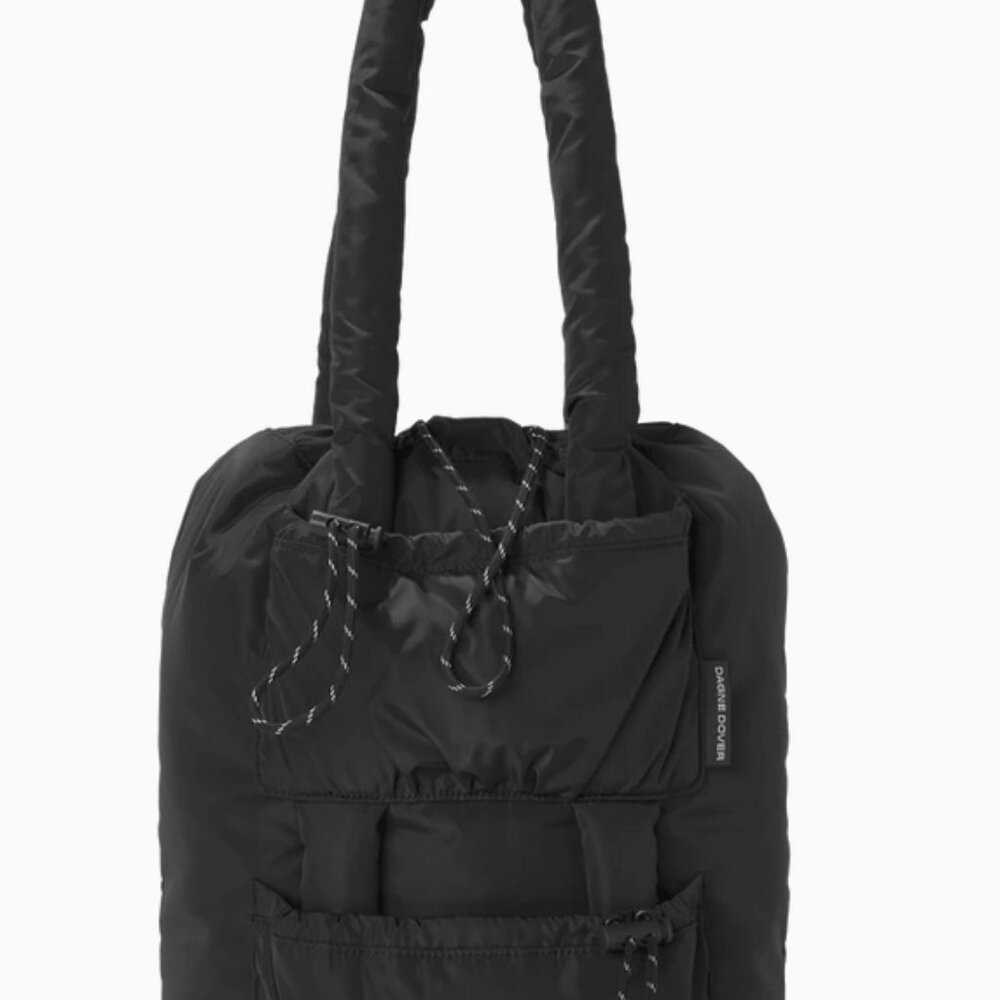 Dagne Dover Black Nylon Tote with Padded Handles
